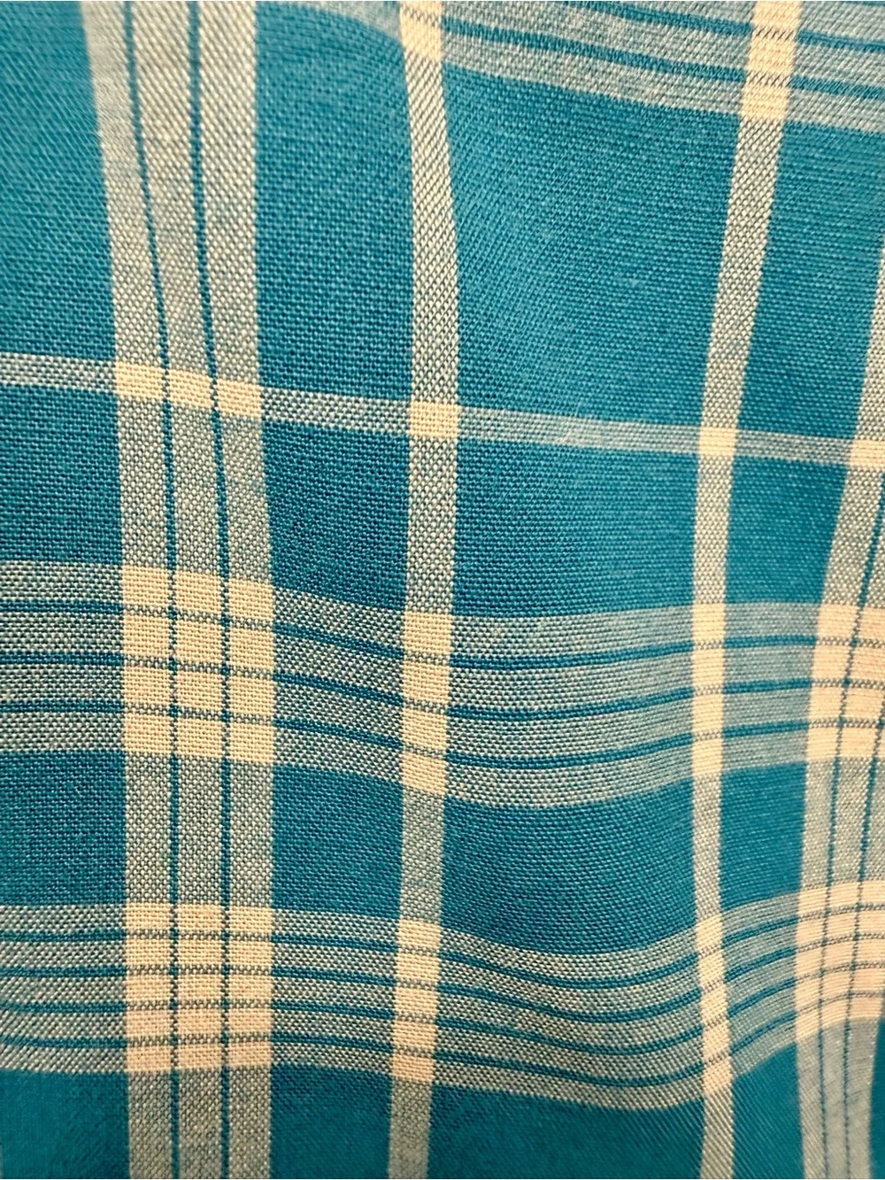 J. Crew Blue Teal and White Plaid Button-Down Shirt